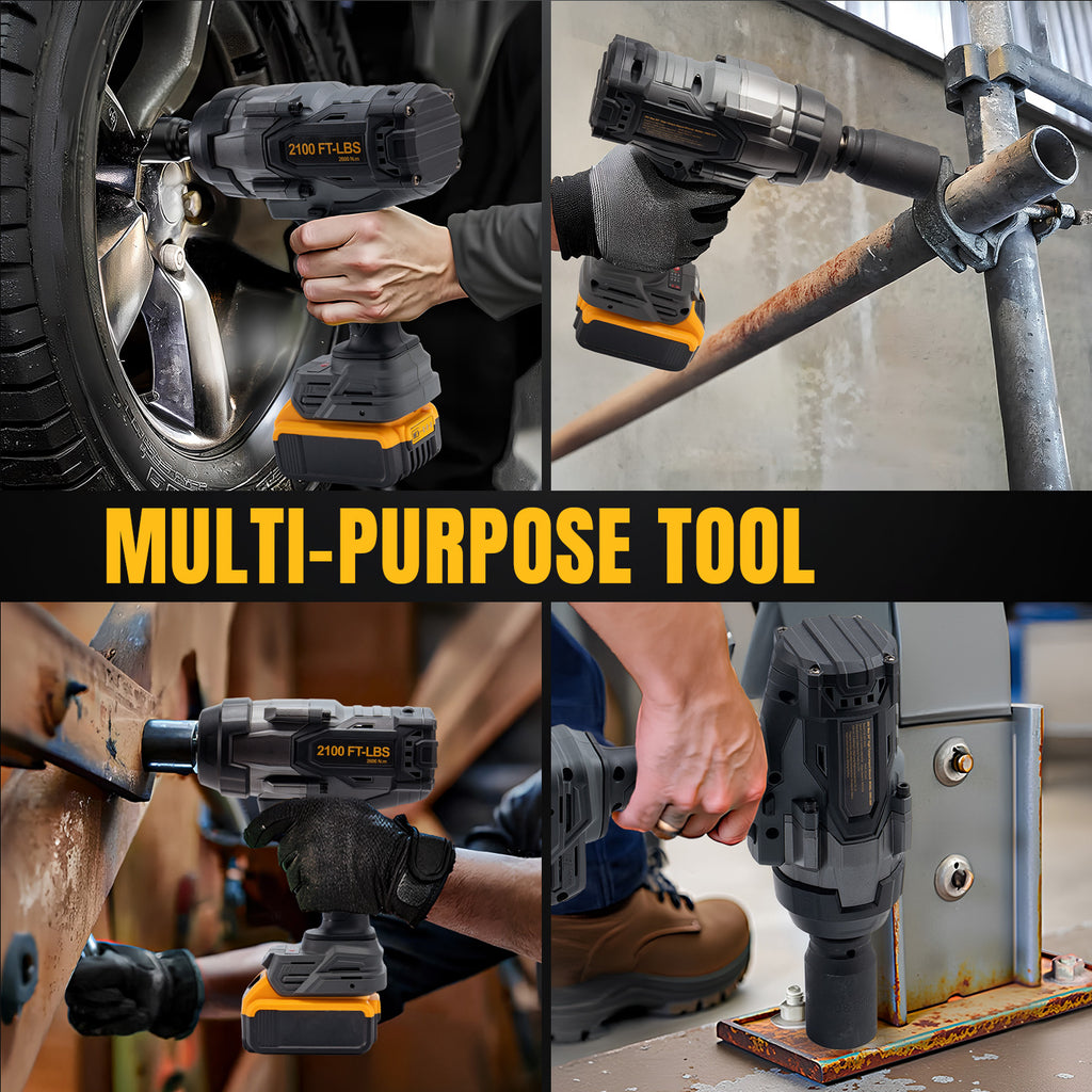BALKONI 20V High-Torque Cordless Impact Wrench Bare Tool DeWalt Compatible - Photo 8 yellow black industrial tools