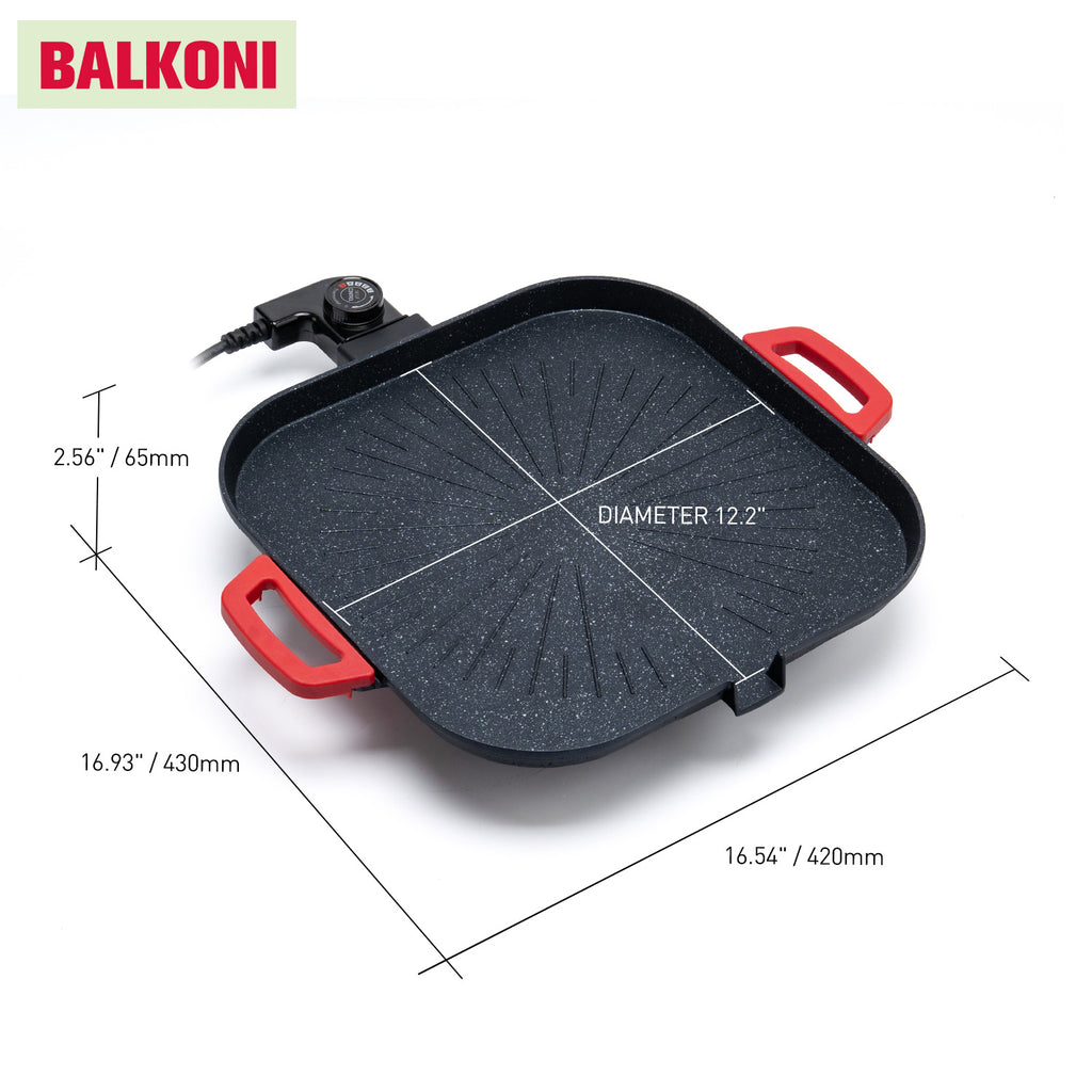BALKONI 12-inch Smokeless Electric Grill Pan Non-Stick BBQ Pan - Photo 6 yellow black industrial tools