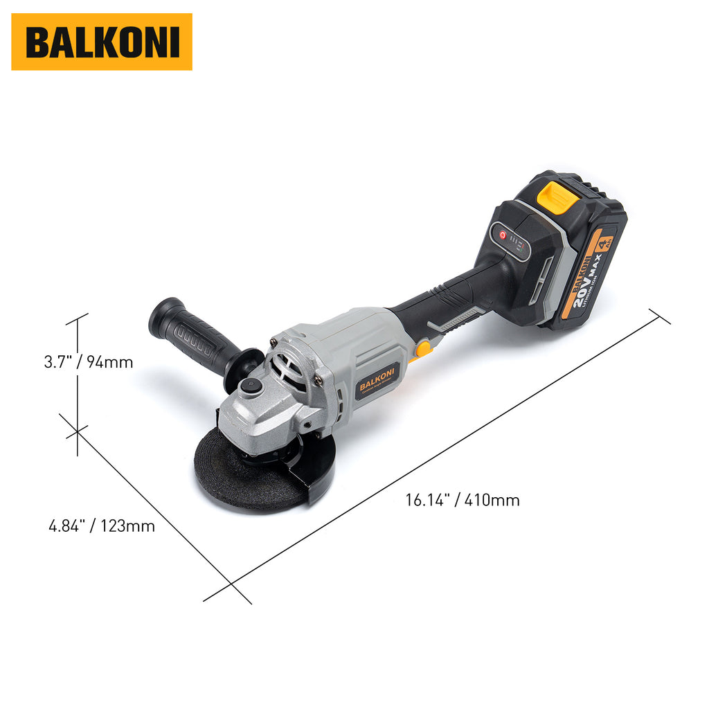 BALKONI 20V Brushless Angle Grinder Set 9000 RPM Kit - Photo 9 yellow black industrial tools