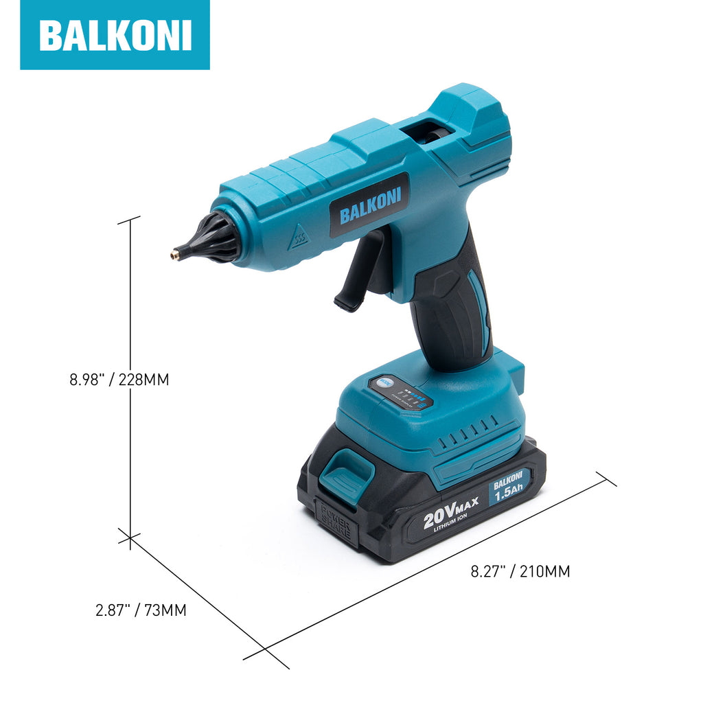 BALKONI 20V Cordless Hot Glue Gun Kit Fast Heating - Photo 6 yellow black industrial tools