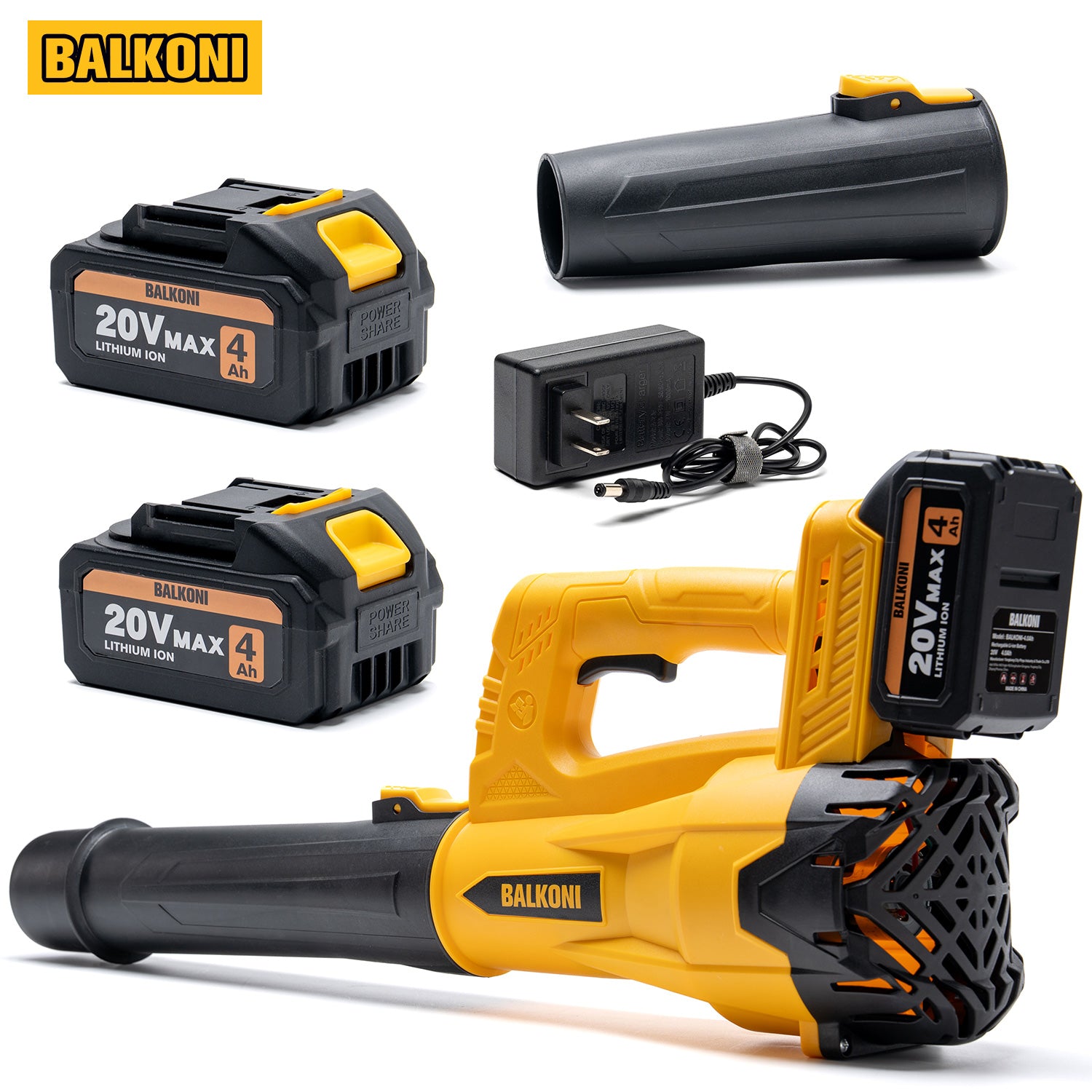 BALKONI 20V Cordless Handheld Leaf Blower Kit 170MPH - Photo 1 yellow black industrial tools