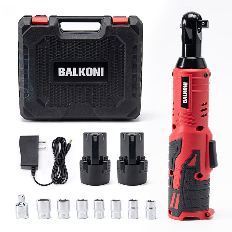 BALKONI 16.8V Cordless Electric Ratchet Wrench Kit 3/8 Drive - Photo 5 yellow black industrial tools