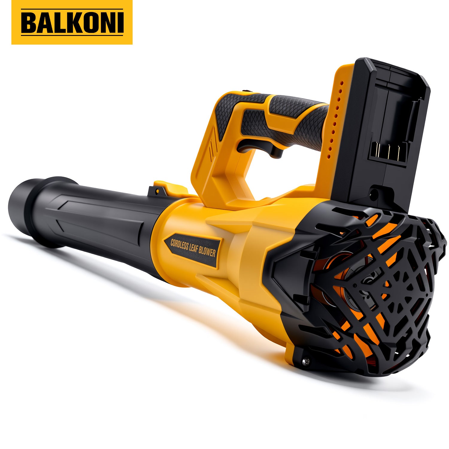 BALKONI 20V Cordless Leaf Blower Bare Tool DeWalt Max Compatible - Photo 2 yellow black industrial tools