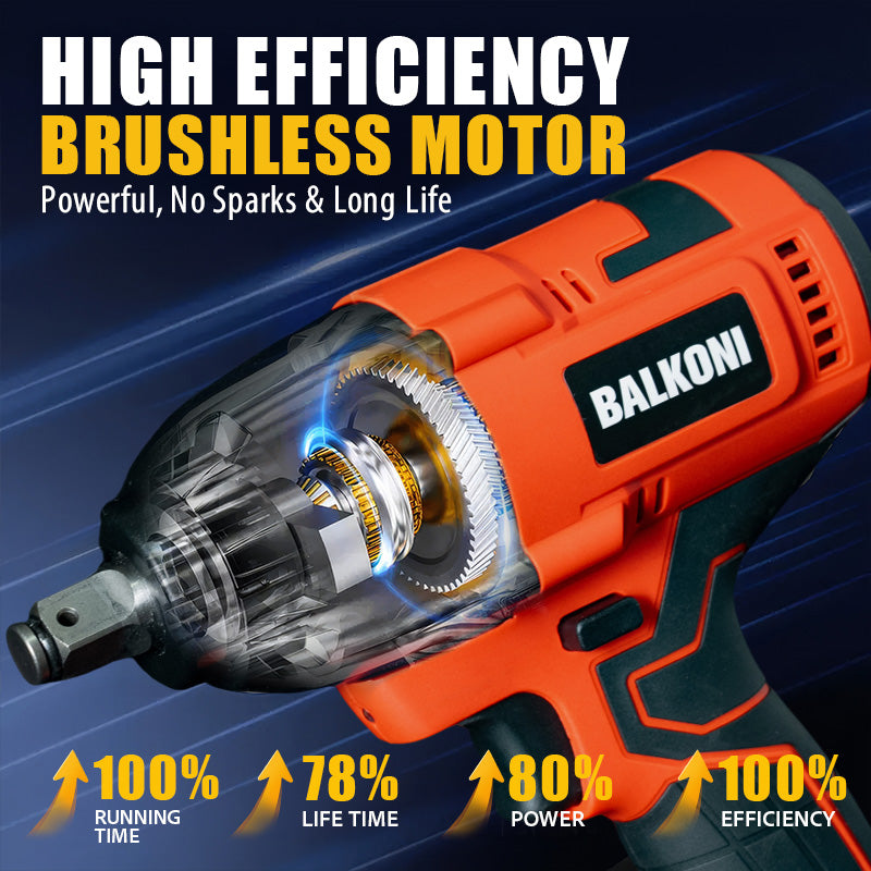BALKONI 20V Cordless High-Torque Impact Wrench Kit 700Nm - Photo 5 yellow black industrial tools