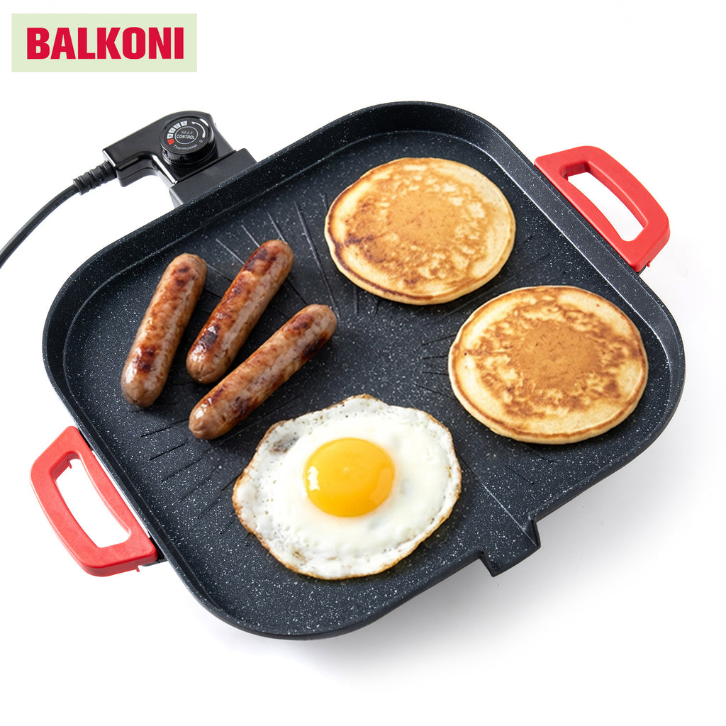 BALKONI 12-inch Smokeless Electric Grill Pan Non-Stick BBQ Pan - Photo 7 yellow black industrial tools