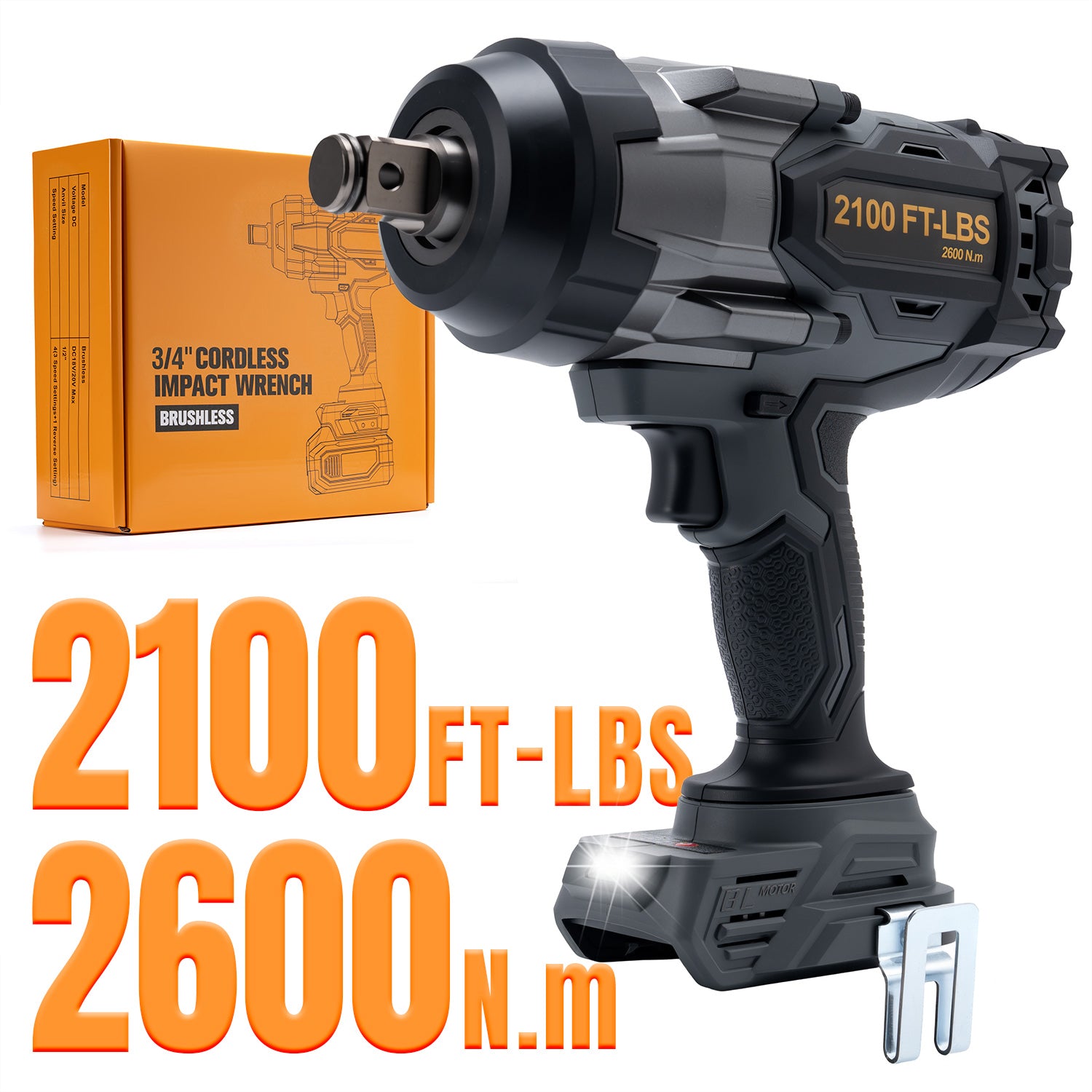 BALKONI 20V High-Torque Cordless Impact Wrench Bare Tool DeWalt Compatible - Photo 1 yellow black industrial tools