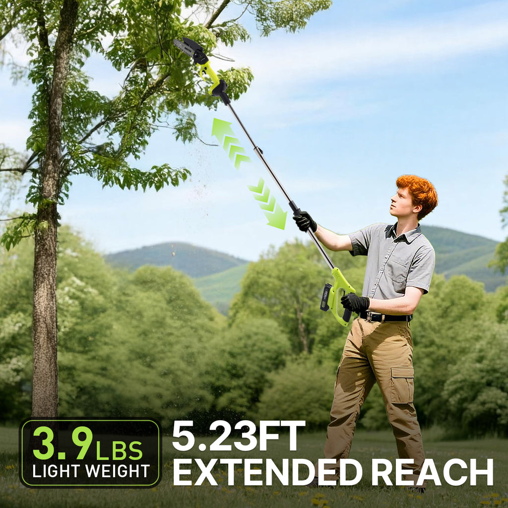 BALKONI 2-in-1 Cordless Pole Saw & Mini Chainsaw Combo Telescopic - Photo 7 yellow black industrial tools