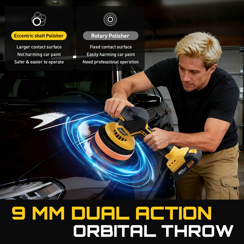 BALKONI 20V Cordless Car Buffer Polisher Kit 6 Speeds - Photo 5 yellow black industrial tools