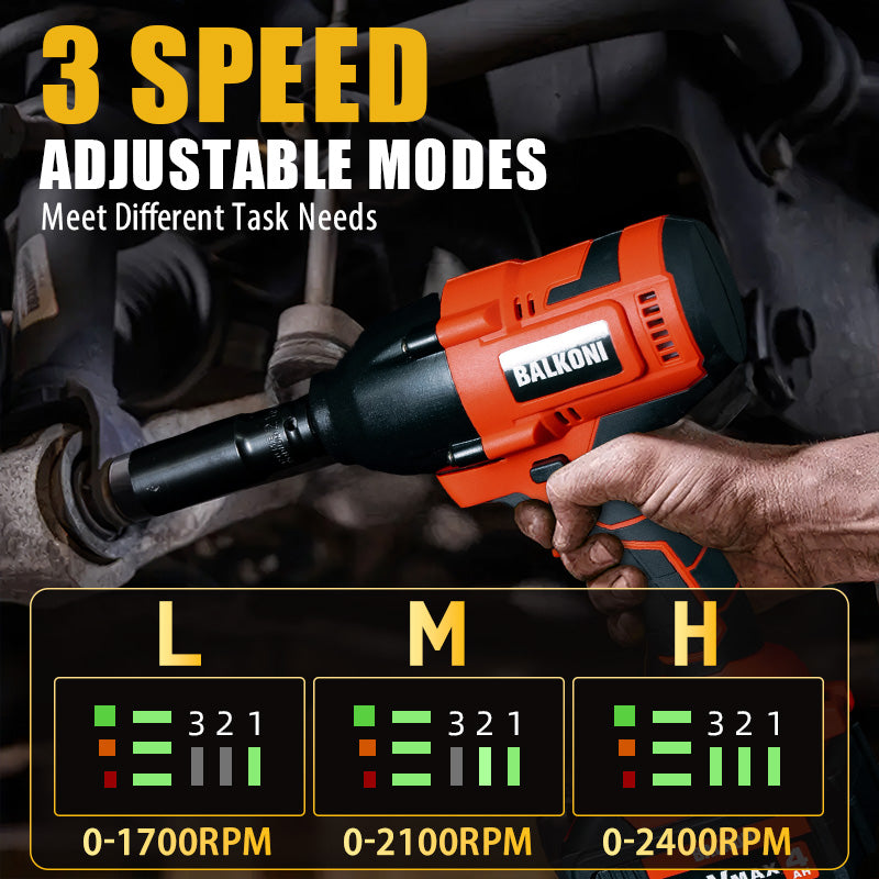 BALKONI 20V Cordless High-Torque Impact Wrench Kit 700Nm - Photo 3 yellow black industrial tools
