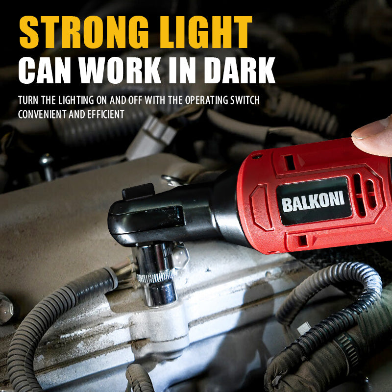 BALKONI 16.8V Cordless Electric Ratchet Wrench Kit 3/8 Drive - Photo 8 yellow black industrial tools
