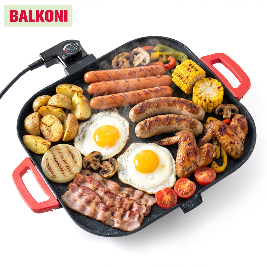 BALKONI 12-inch Smokeless Electric Grill Pan Non-Stick BBQ Pan - Photo 8 yellow black industrial tools
