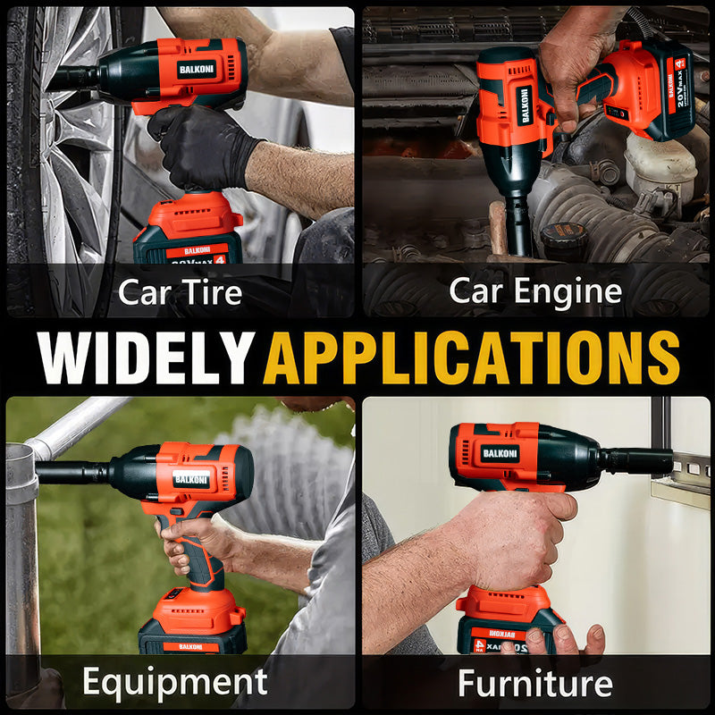 BALKONI 20V Cordless High-Torque Impact Wrench Kit 700Nm - Photo 6 yellow black industrial tools