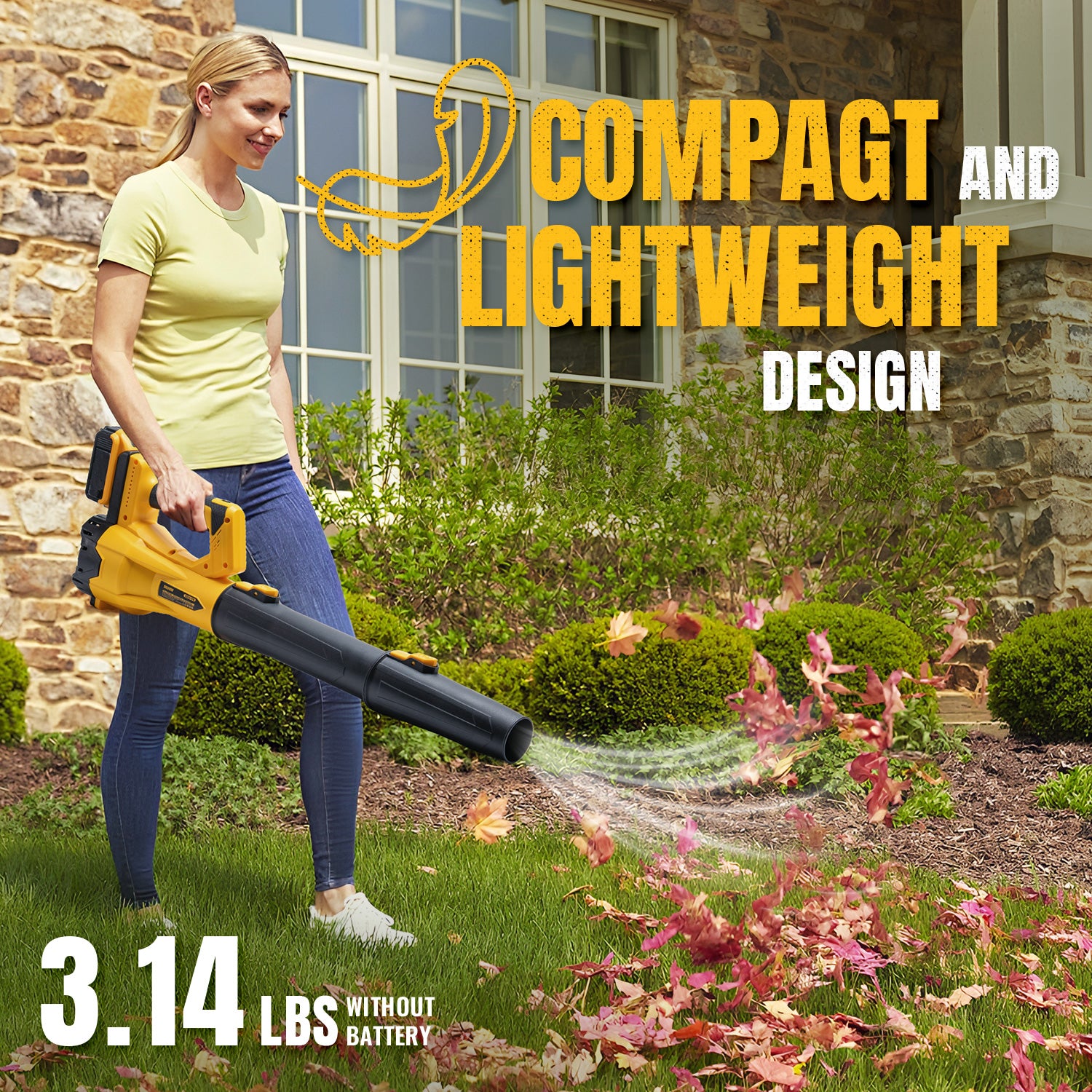BALKONI 20V Cordless Leaf Blower Bare Tool DeWalt Max Compatible - Photo 4 yellow black industrial tools