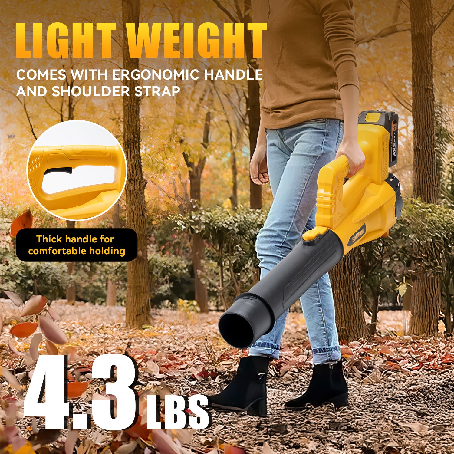 BALKONI 20V Cordless Handheld Leaf Blower Kit 170MPH - Photo 5 yellow black industrial tools