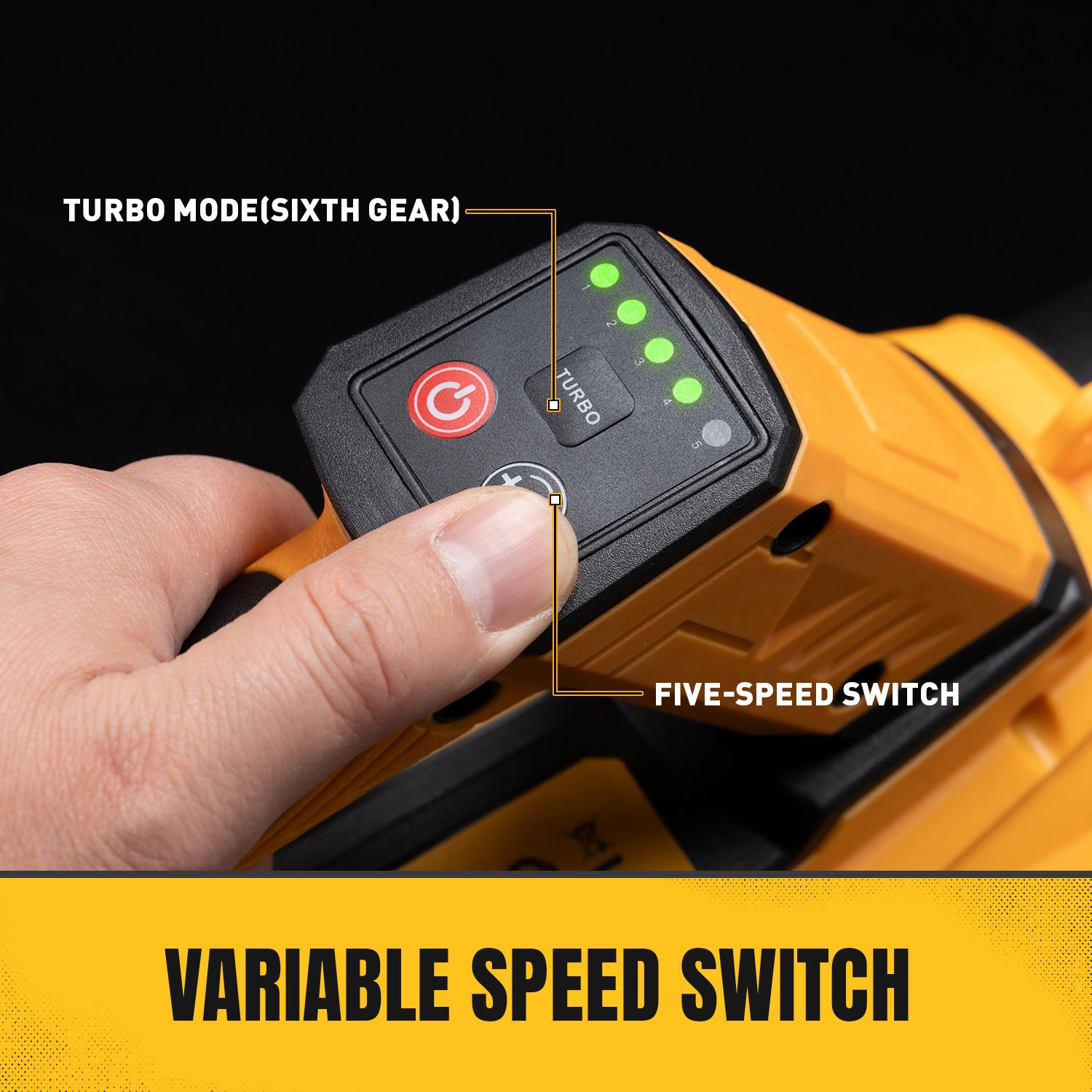 BALKONI 20V High-Power Cordless Leaf Blower Bare Tool DeWalt Compatible - Photo 4 yellow black industrial tools