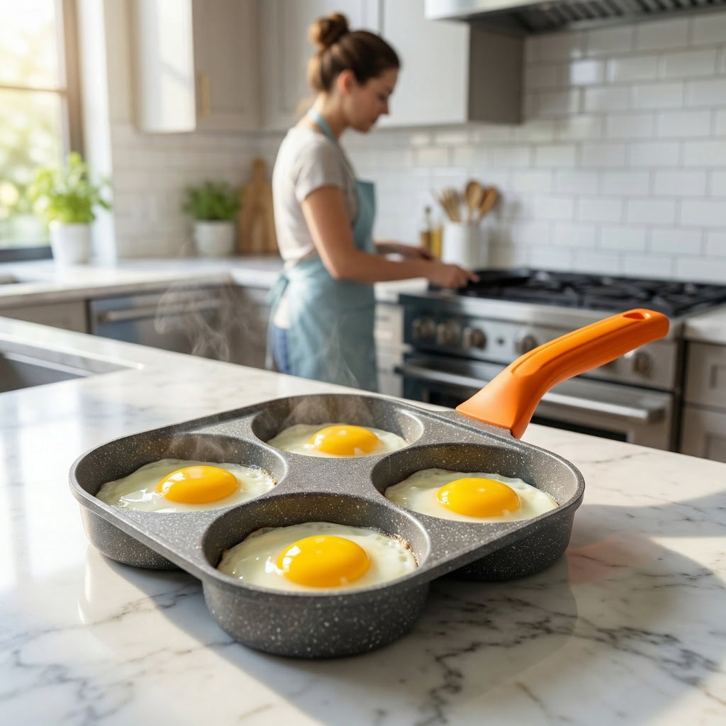 BALKONI Multifunctional 4-Hole Egg Frying Pan Non-Stick - Photo 6 yellow black industrial tools