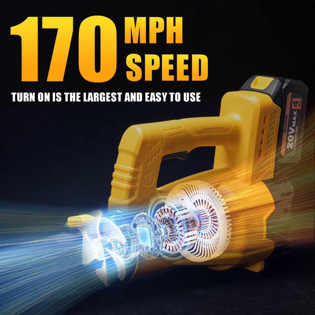 BALKONI 20V Cordless Handheld Leaf Blower Kit 170MPH - Photo 6 yellow black industrial tools