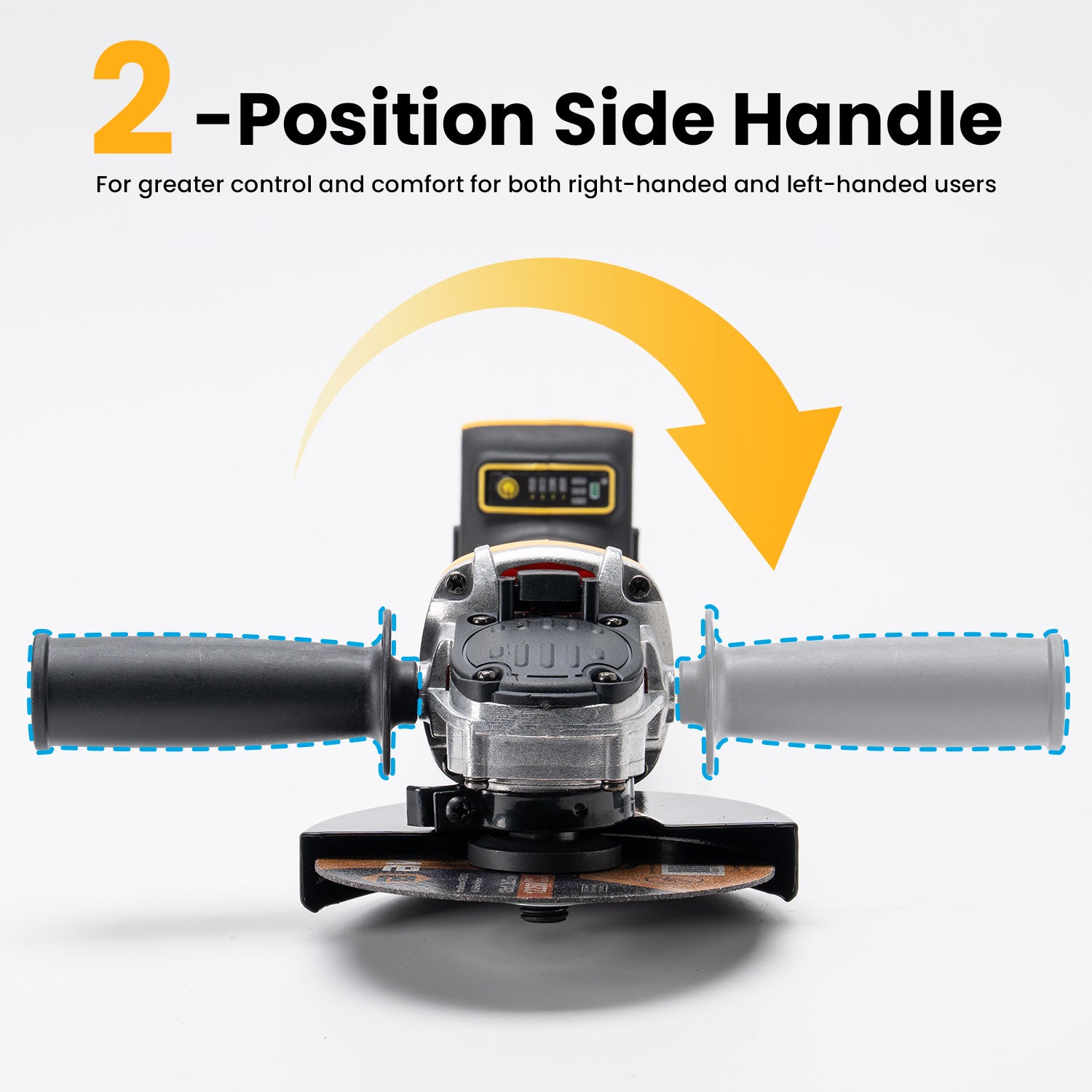 BALKONI 20V Brushless Cordless Angle Grinder Bare Tool DeWalt Compatible - Photo 4 yellow black industrial tools