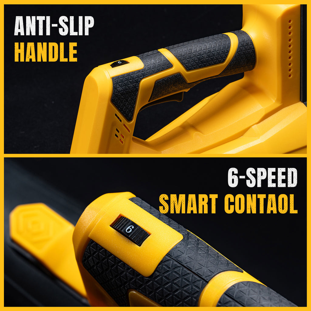 BALKONI 20V Cordless Leaf Blower Bare Tool DeWalt Max Compatible - Photo 6 yellow black industrial tools