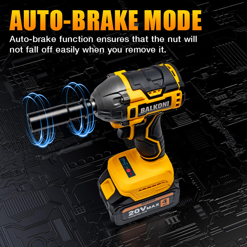 BALKONI 20V Cordless Electric Impact Wrench Kit 400Nm - Photo 7 yellow black industrial tools