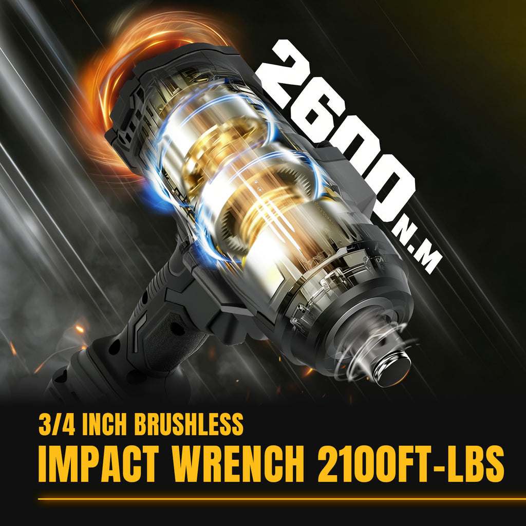 BALKONI 20V High-Torque Cordless Impact Wrench Bare Tool DeWalt Compatible - Photo 4 yellow black industrial tools