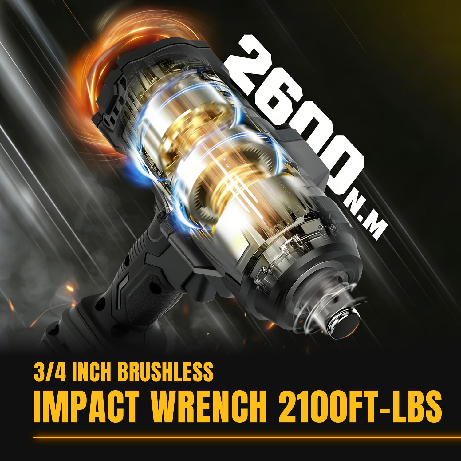 BALKONI 20V High-Torque Cordless Impact Wrench Bare Tool DeWalt Compatible - Photo 4 yellow black industrial tools