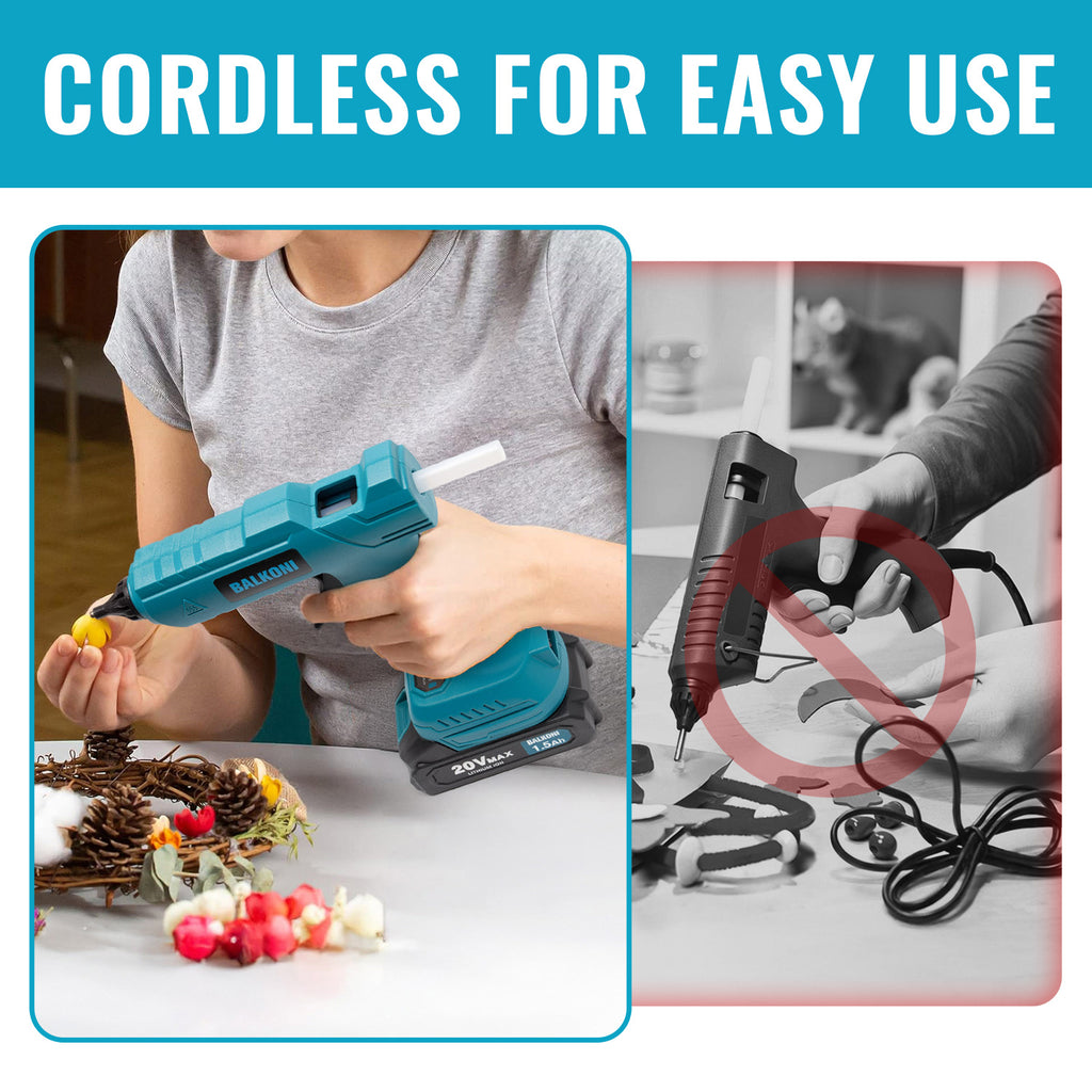 BALKONI 20V Cordless Hot Glue Gun Kit Fast Heating - Photo 7 yellow black industrial tools