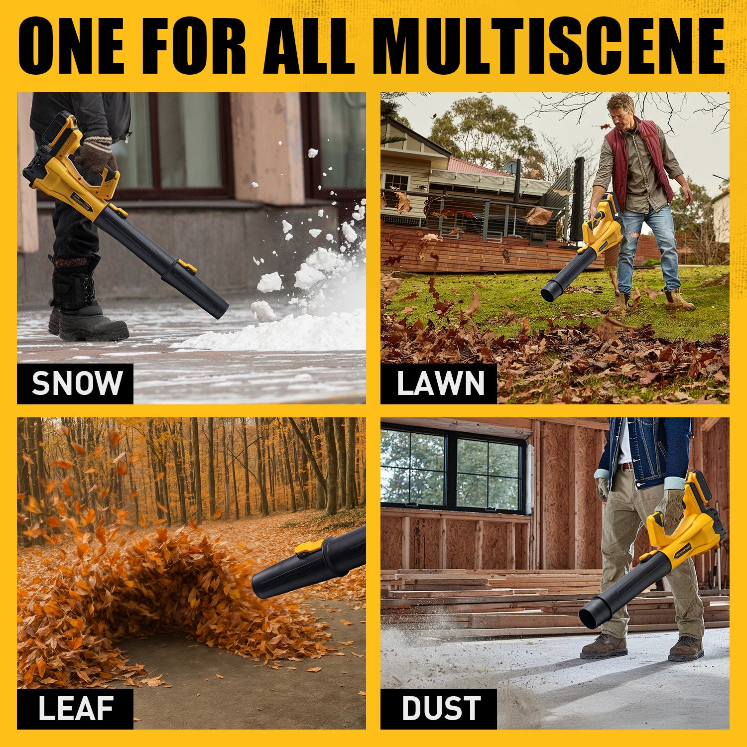 BALKONI 20V Cordless Leaf Blower Bare Tool DeWalt Max Compatible - Photo 7 yellow black industrial tools