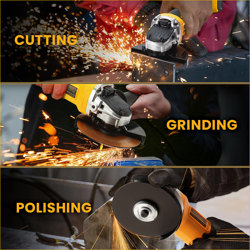 BALKONI 20V Brushless Cordless Angle Grinder Bare Tool DeWalt Compatible - Photo 6 yellow black industrial tools