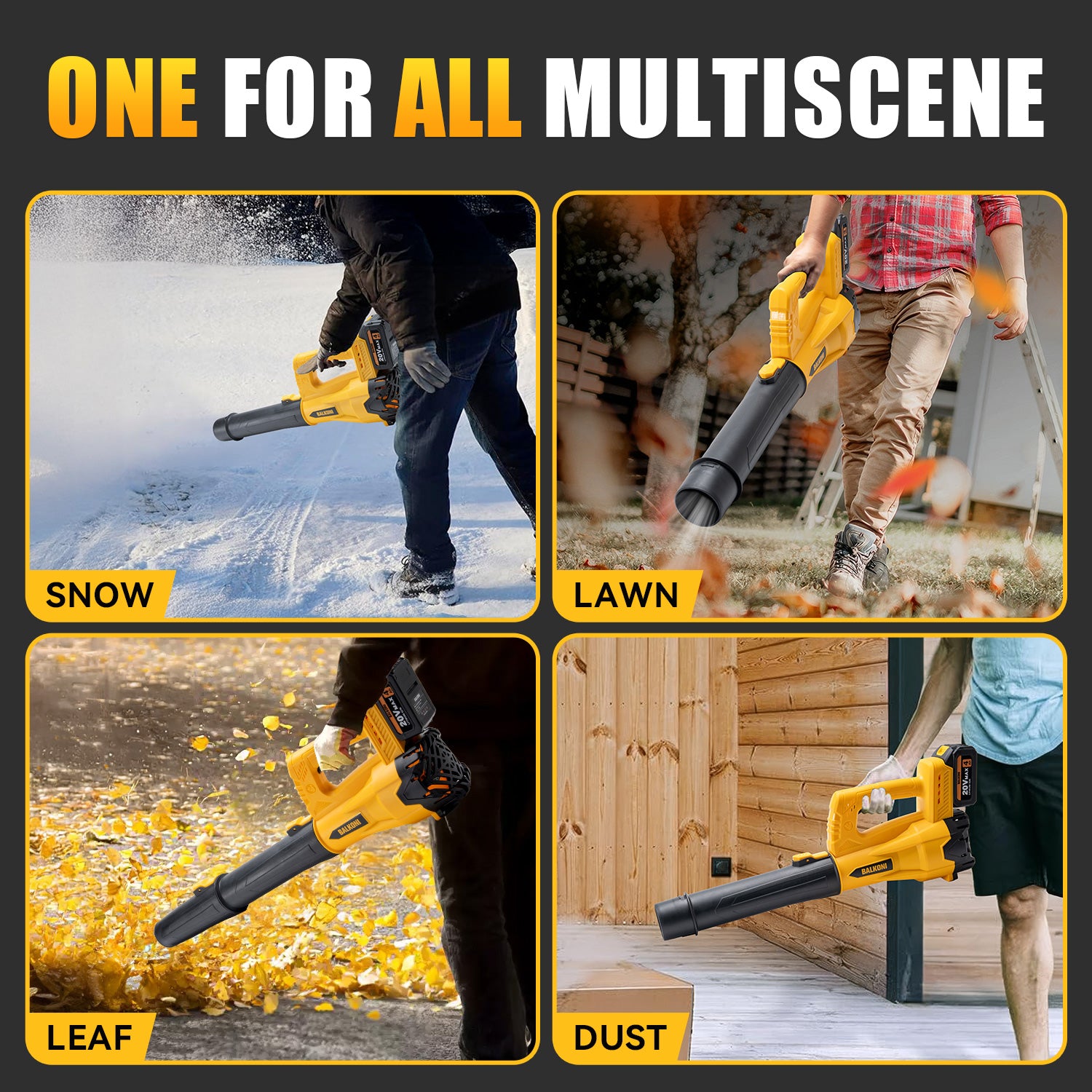 BALKONI 20V Cordless Handheld Leaf Blower Kit 170MPH - Photo 8 yellow black industrial tools
