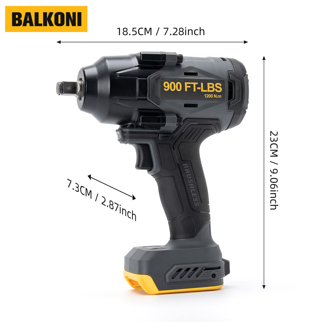 BALKONI 20V Cordless Impact Wrench Bare Tool DeWalt Compatible - Photo 8 yellow black industrial tools