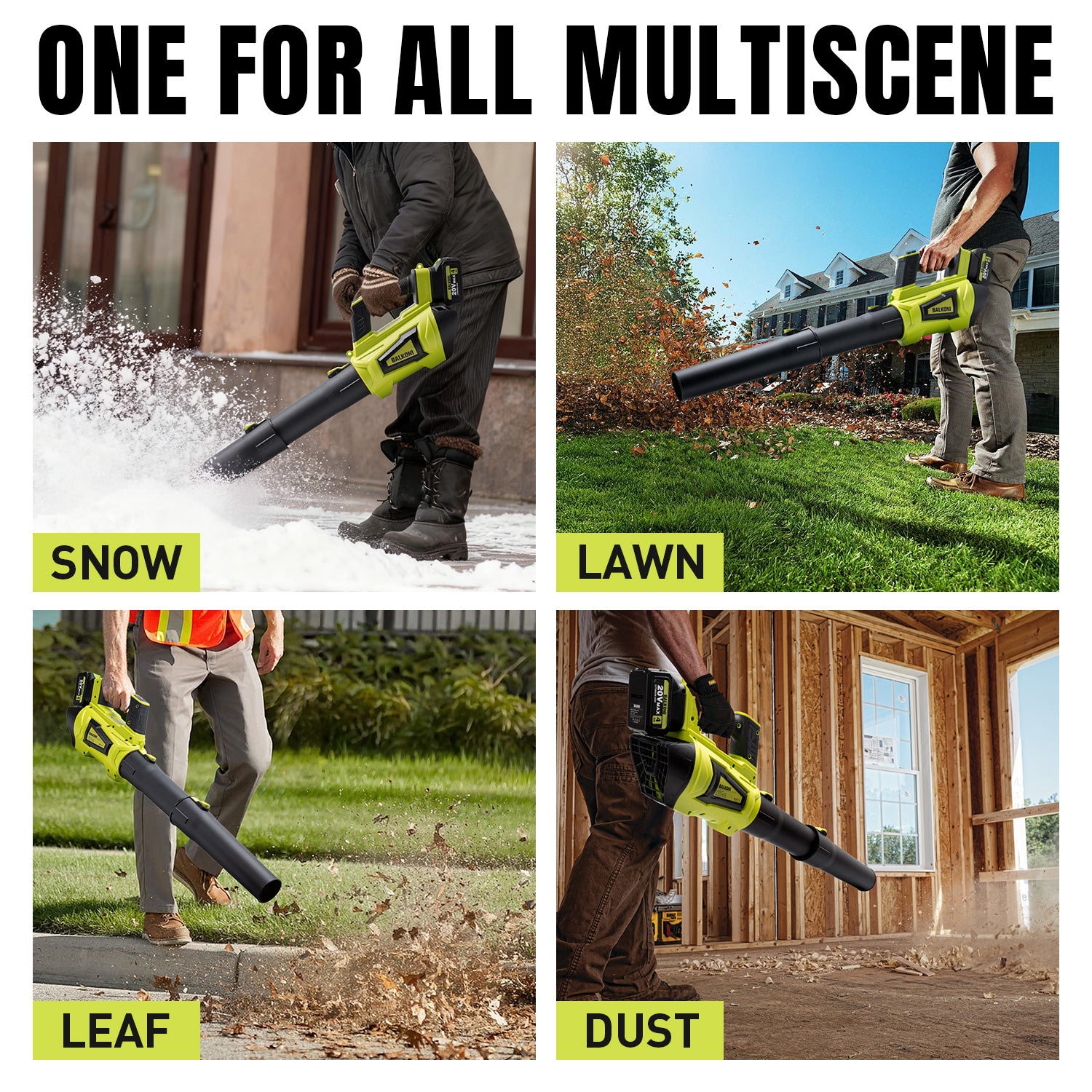 BALKONI 20V Brushless Cordless Leaf Blower Kit 800CFM - Photo 8 yellow black industrial tools