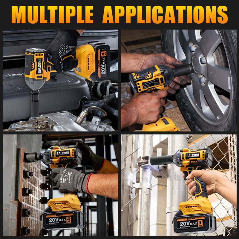 BALKONI 20V High-Torque Brushless Impact Wrench Kit Case - Photo 9 yellow black industrial tools