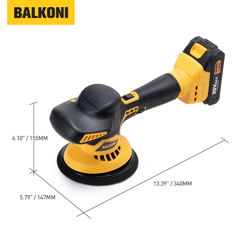 BALKONI 20V Cordless Car Buffer Polisher Kit 6 Speeds - Photo 8 yellow black industrial tools