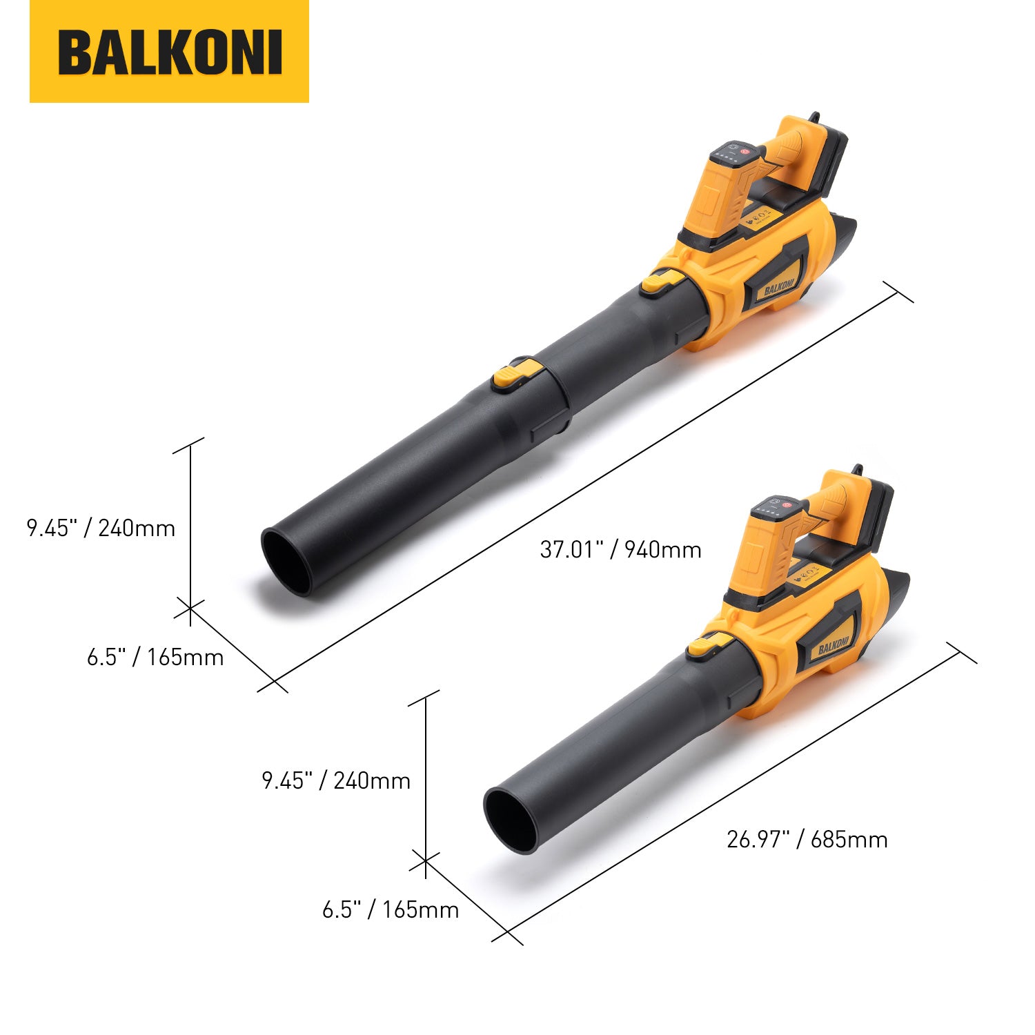 BALKONI 20V High-Power Cordless Leaf Blower Bare Tool DeWalt Compatible - Photo 9 yellow black industrial tools