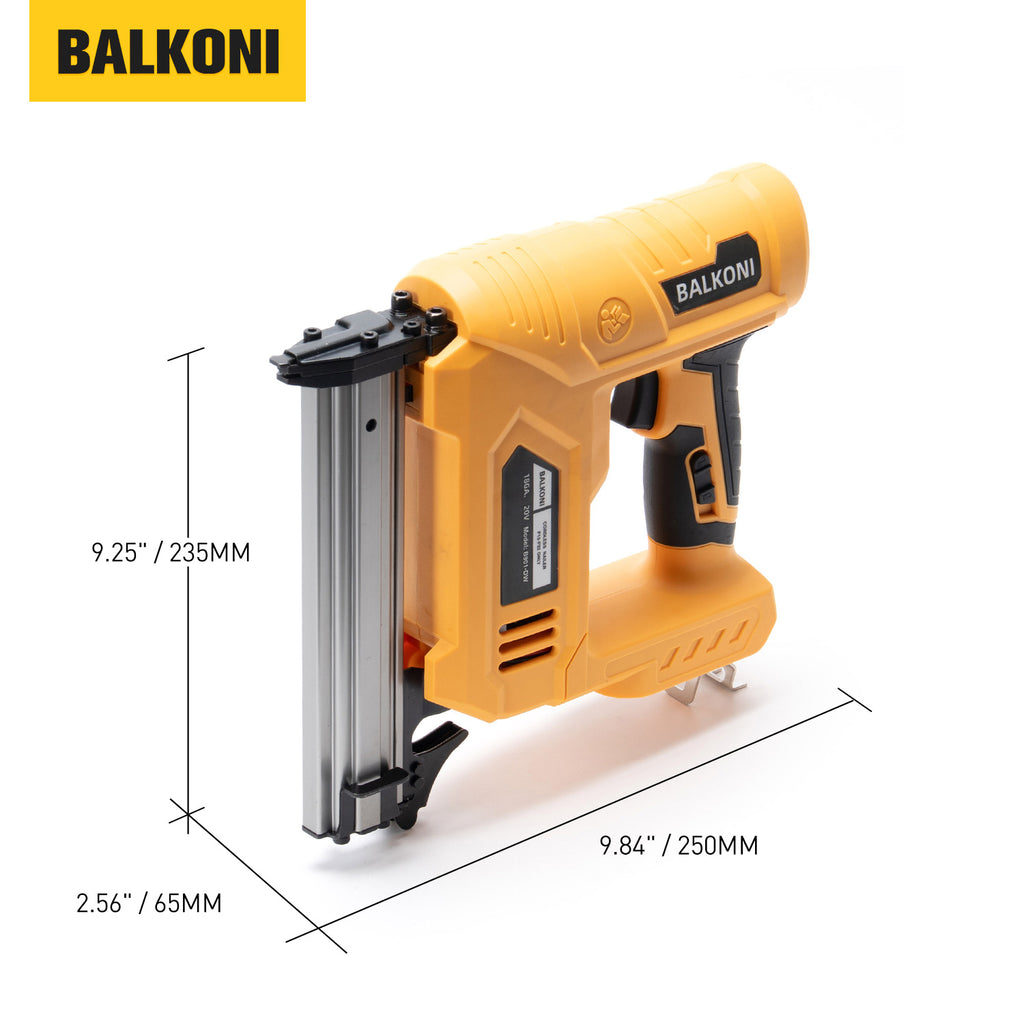 BALKONI 20V 18 Gauge Cordless Brad Nailer Bare Tool DeWalt Compatible - Photo 10 yellow black industrial tools