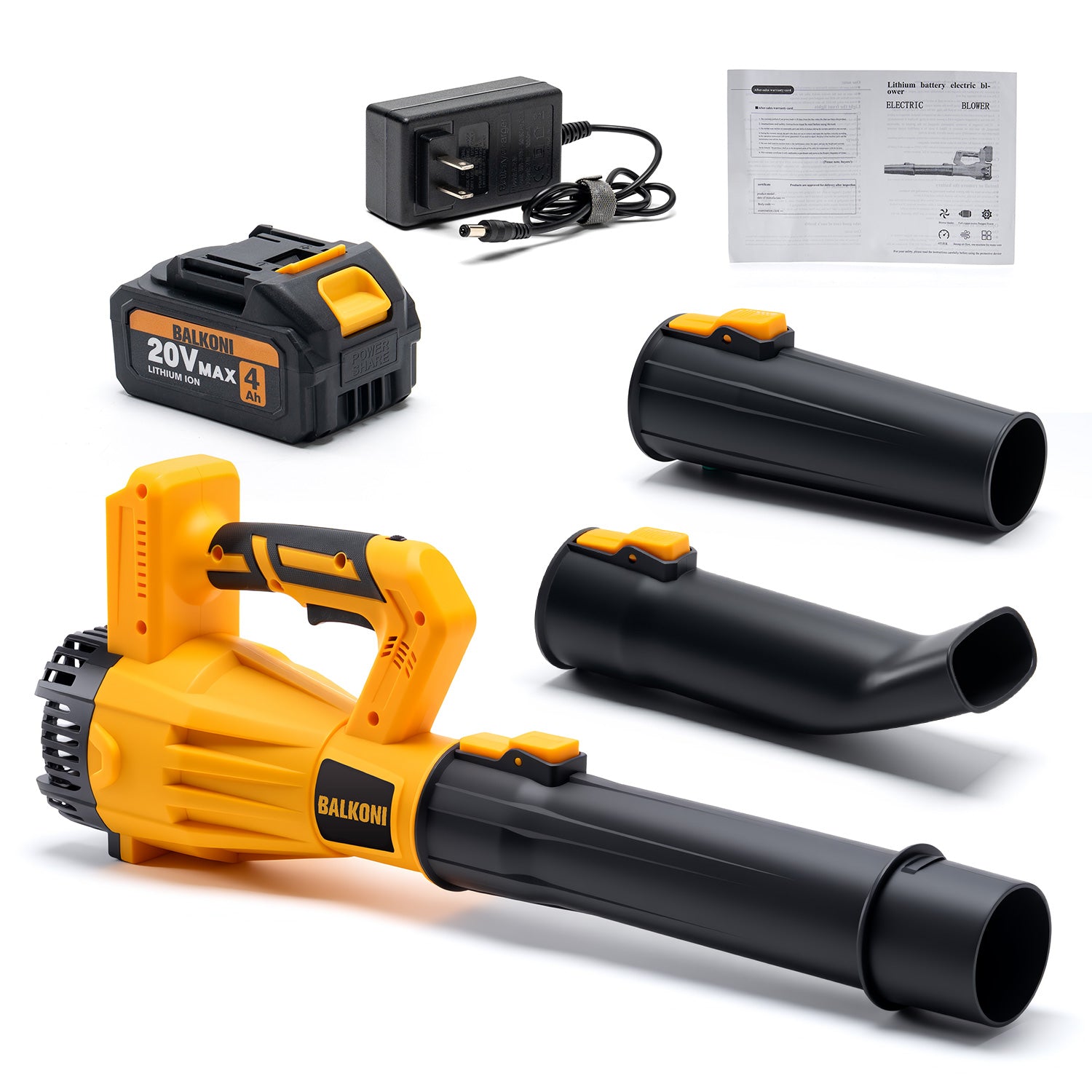 BALKONI 20V Cordless Handheld Leaf Blower Kit 170MPH - Photo 12 yellow black industrial tools