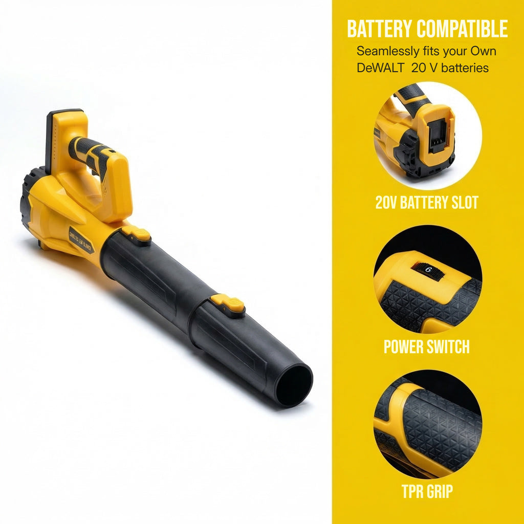 BALKONI 20V Cordless Leaf Blower (Bare Tool) - Compatible with DeWalt 20V Max Battery, 600CFM High Volume