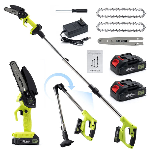 BALKONI 2-in-1 Cordless Pole Saw & Mini Chainsaw Combo Telescopic - Photo 1 yellow black industrial tools