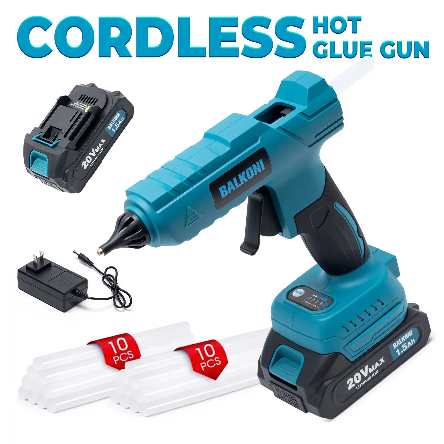 BALKONI 20V Cordless Hot Glue Gun Kit Fast Heating - Photo 1 yellow black industrial tools